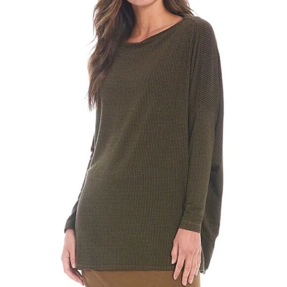 Bryn Walker Dimitri Houndstooth French Terry Tunic Sweater, 1X - Picture 1 of 7